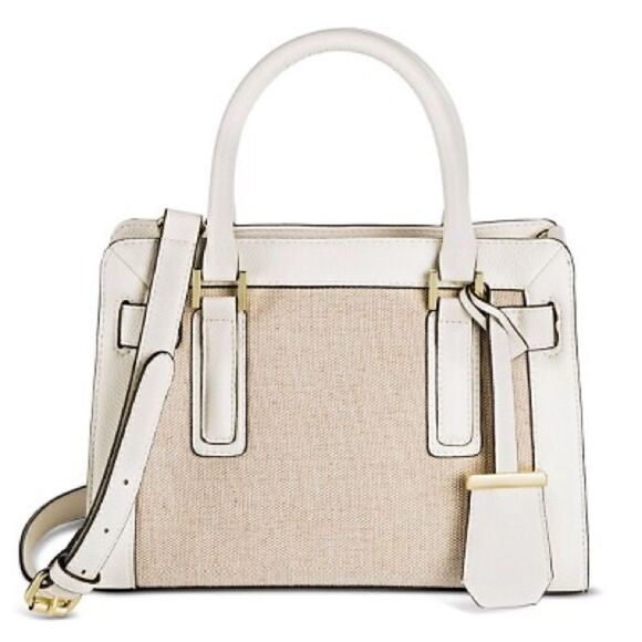 Merona Faux Leather Tote with Canvas Detail - Picture 1 of 6